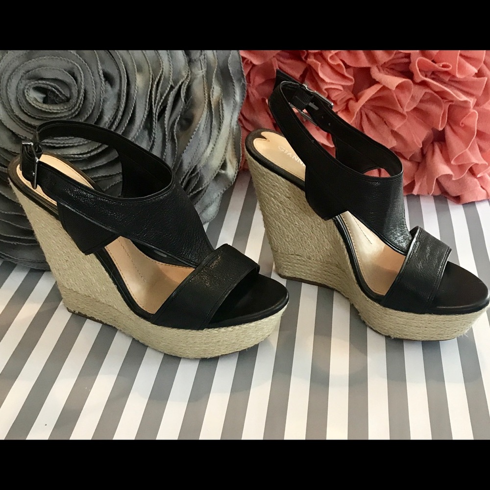 Gianni Bini leather wedge heels